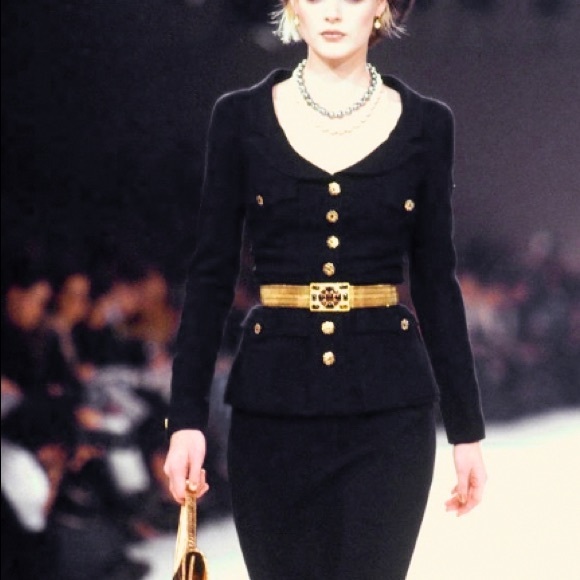 Rare Chanel Vintage Fall 1996 Black Gripoix Button Embellished 96A LBJ Jacket